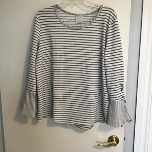 SUNDAY Striped Sweatshirt With Bell Sleeves